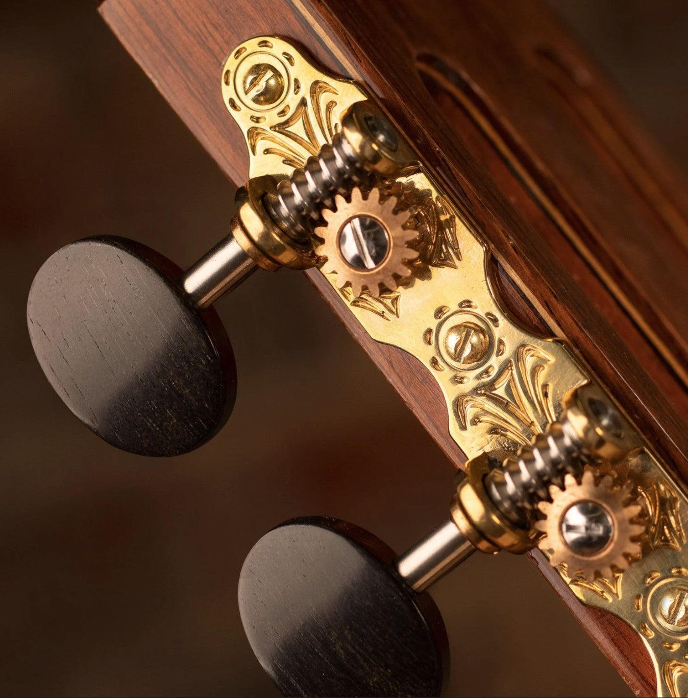 Sloane Classical Guitar Tuners with Ebony Knobs and Deco Baseplates